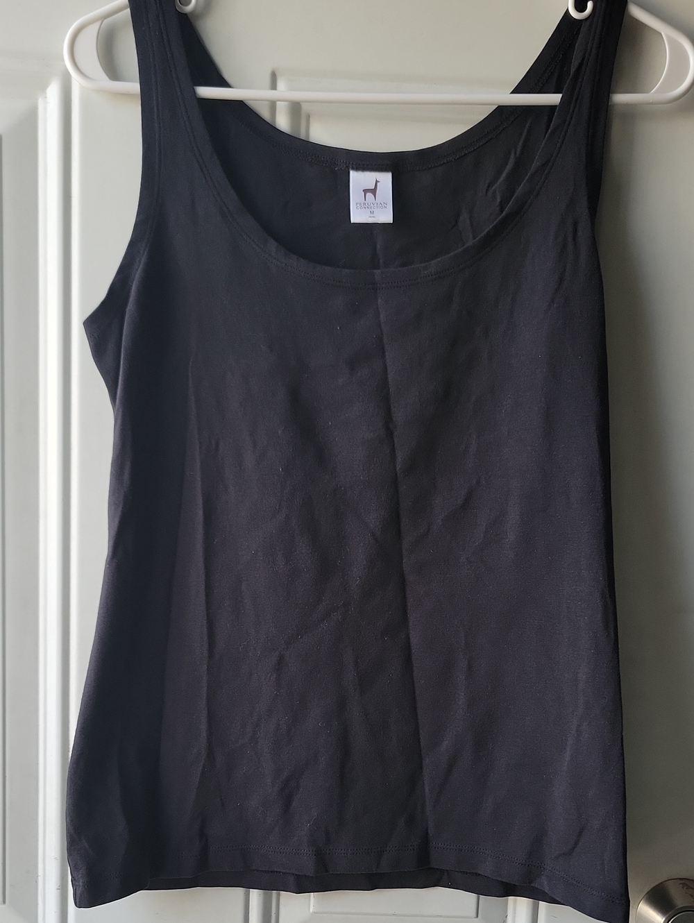 Peruvian Connection Black Scoop Neck Tank Top Sz M